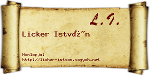 Licker István névjegykártya